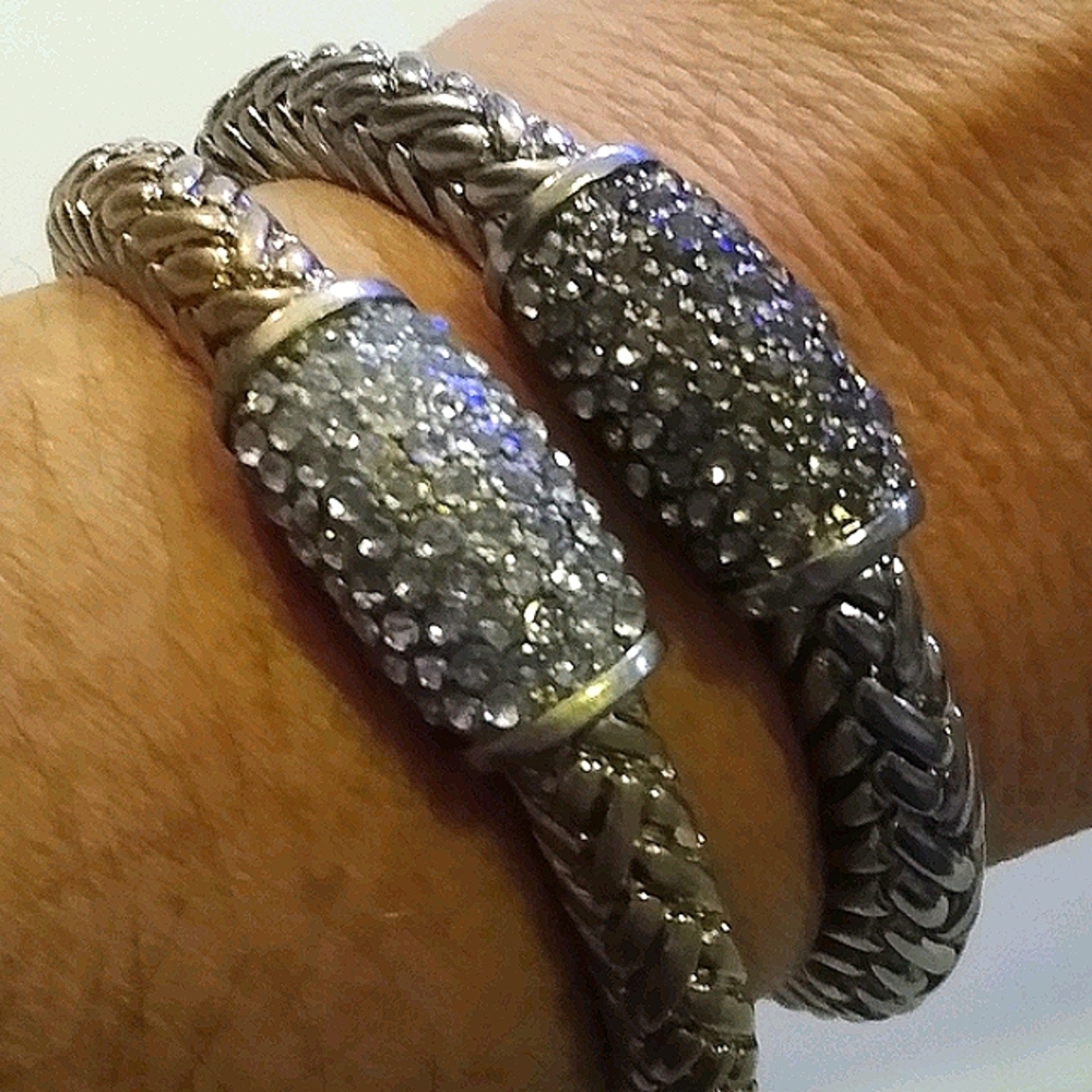 2 Braided w/ Rhinestone Bracelets - Picture 7 of 7